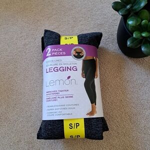 New! Lemon Fleece Lined Leggings 2 Pack Women's Size Small Grey Black Seamless